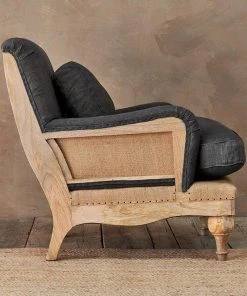 Nkuku Abe Linen Armchair - Charcoal