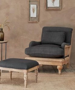 Nkuku Abe Linen Armchair - Charcoal