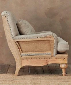 Nkuku Abe Linen Armchair - Stone Living Room