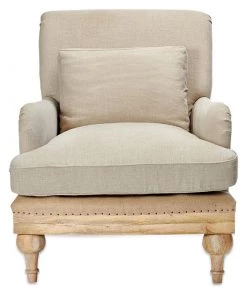 Nkuku Abe Linen Armchair - Stone Living Room