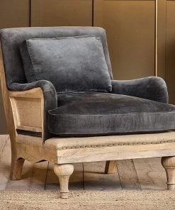 Nkuku Abe Velvet Armchair - Moss Living Room
