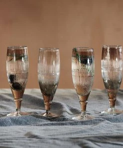 Nkuku Abeeko Champagne Glass - Aged Gold (Set Of 4)
