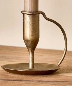 Nkuku Ada Iron Candlestick - Antique Brass