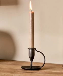 Nkuku New Arrivals Ada Iron Candlestick - Antique Black