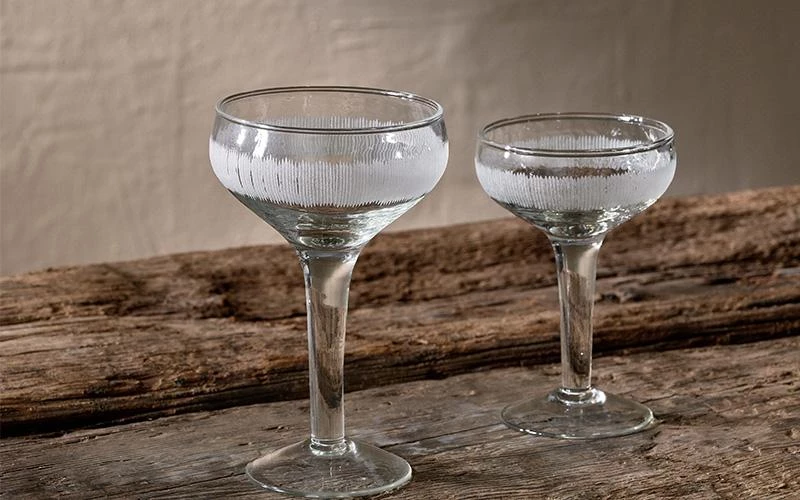 Nkuku Anara Etched Champagne Glass - Clear (Set Of 4) 4 Nkuku Anara Etched Champagne Glass - Clear (Set Of 4)