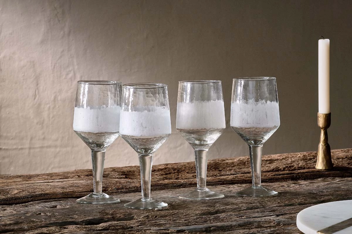 Nkuku Anara Etched Wine Glass - Clear - Large (Set Of 4) 3 Nkuku Anara Etched Wine Glass - Clear - Large (Set Of 4)