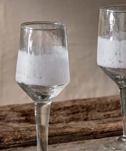 Nkuku Anara Etched Wine Glass - Clear - Large (Set Of 4)