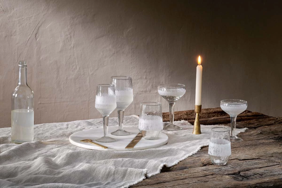 Nkuku Anara Etched Wine Glass - Clear - Large (Set Of 4) 5 Nkuku Anara Etched Wine Glass - Clear - Large (Set Of 4)