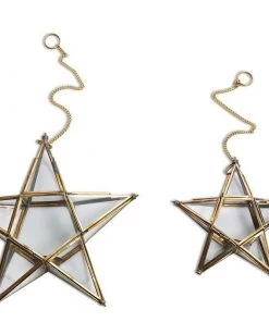 Nkuku Antique Brass Glass Star