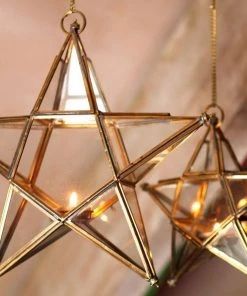 Nkuku Antique Brass Glass Star