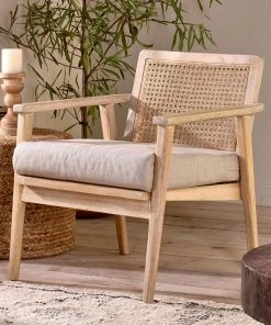 Nkuku New Arrivals Atri Mango Wood & Cane Occasional Chair