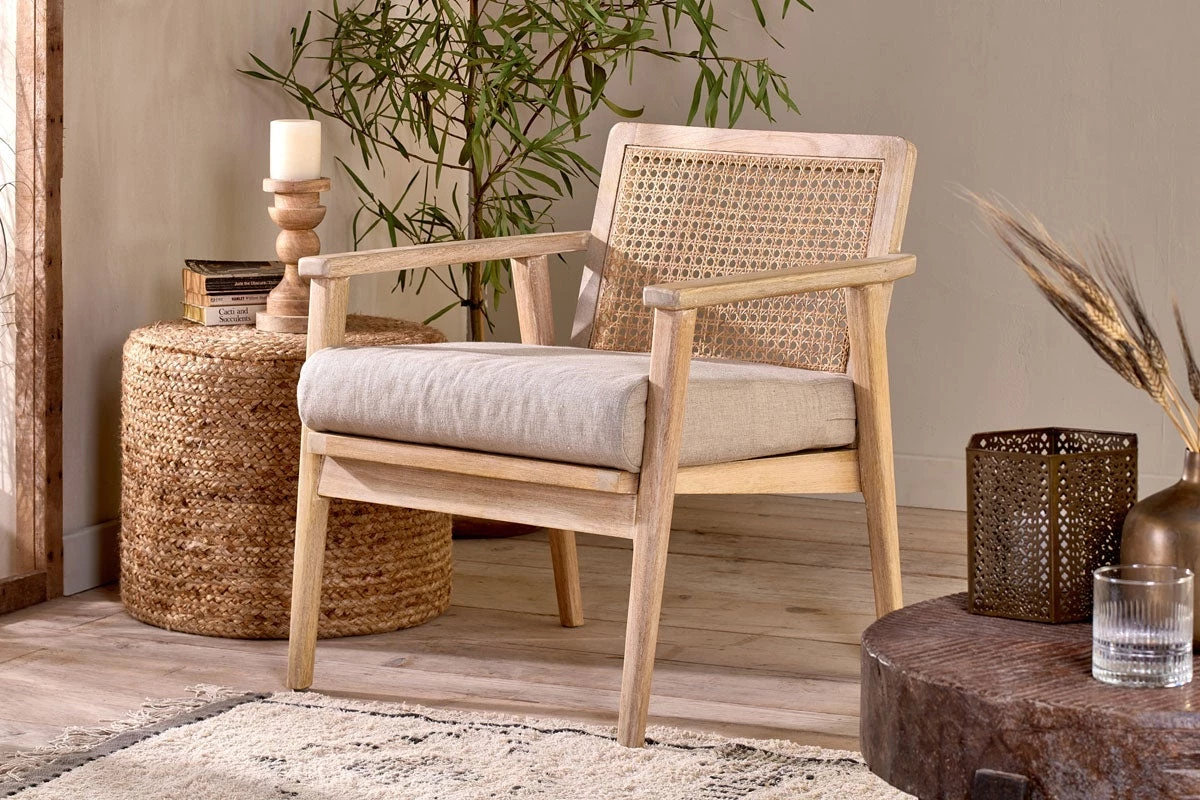 Nkuku New Arrivals Atri Mango Wood & Cane Occasional Chair 3 Nkuku New Arrivals Atri Mango Wood & Cane Occasional Chair