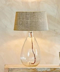 Nkuku Baba Clear Glass Lamp - Large Tall Living Room