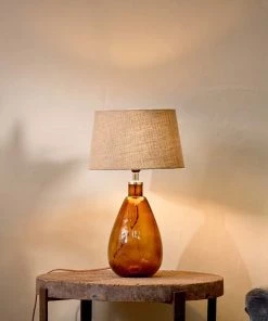 Nkuku Baba Glass Lamp - Burnt Amber - Small Tall Living Room