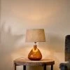Nkuku Baba Glass Lamp - Burnt Amber - Small Wide