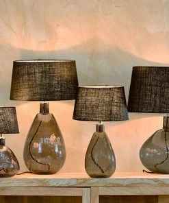 Nkuku Baba Green Smoke Glass Lamp - Small Tall Living Room