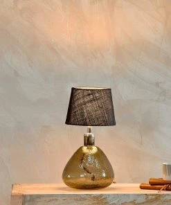 Nkuku Baba Green Smoke Glass Lamp - Small Wide