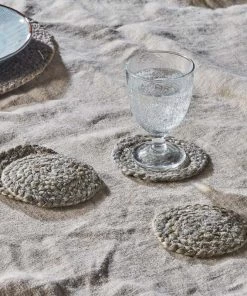 Nkuku Braided Hemp Coaster - Soft Grey (Set Of 4) Hemp Rugs & Accessories