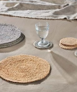 Nkuku Braided Hemp Coaster - Soft Grey (Set Of 4) Hemp Rugs & Accessories
