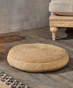 Nkuku Braided Hemp Pouf - Natural Soft Furnishings