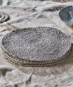 Nkuku Braided Hemp Tablemats - Soft Grey (Set Of 4)