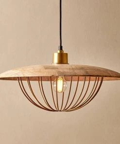 Nkuku New Arrivals Chakai Wood & Metal Pendant - Large