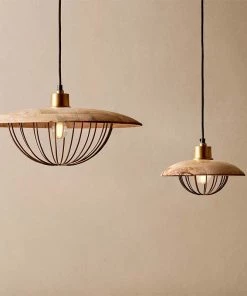 Nkuku Chakai Wood & Metal Pendant - Small