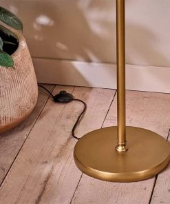 Nkuku Challa Iron Armed Floor Lamp - Antique Brass