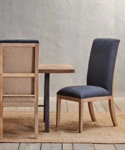 Nkuku Chapora Linen Dining Chairs - Charcoal (Set Of 2) Kitchen & Dining Room