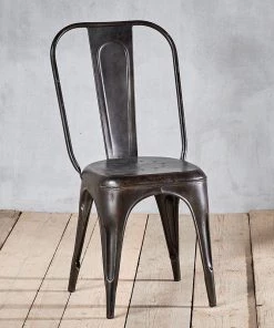 Nkuku Kitchen & Dining Room Chari Industrial Chair Distressed Black