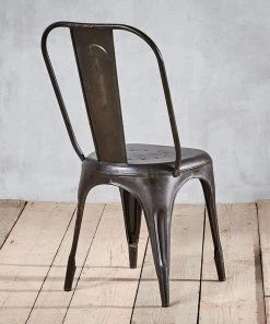 Nkuku Kitchen & Dining Room Chari Industrial Chair Distressed Black