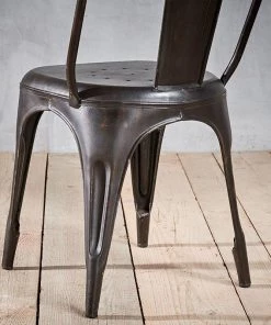 Nkuku Kitchen & Dining Room Chari Industrial Chair Distressed Black