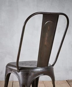 Nkuku Kitchen & Dining Room Chari Industrial Chair Distressed Black