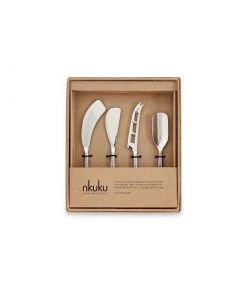 Nkuku Tableware Darsa Cheese Knife Set - Brushed Silver (Set Of 4)