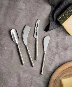 Nkuku Tableware Darsa Cheese Knife Set - Brushed Silver (Set Of 4)