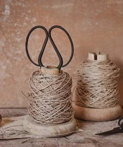 Nkuku Dende Wooden Bobbin With String & Scissors Planters & Vases