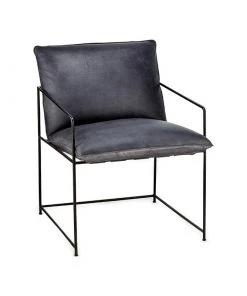 Nkuku Living Room Durium Leather Lounger - Aged Black