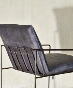 Nkuku Living Room Durium Leather Lounger - Aged Black