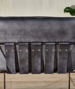 Nkuku Living Room Durium Leather Lounger - Aged Black