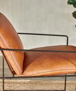 Nkuku Durium Leather Lounger - Aged Tan