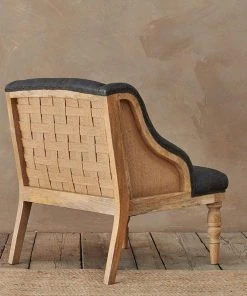 Nkuku Elbu Linen Armchair - Charcoal Living Room