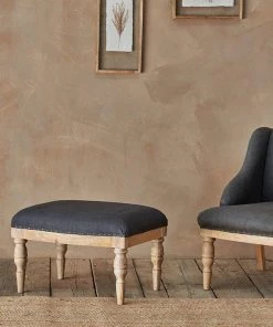 Nkuku Elbu Linen Armchair - Charcoal Living Room