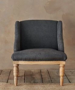 Nkuku Elbu Linen Armchair - Charcoal Living Room