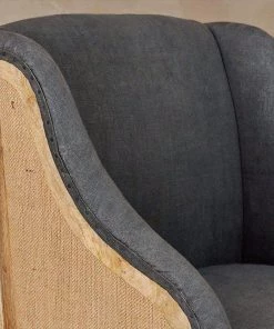 Nkuku Elbu Linen Armchair - Charcoal Living Room