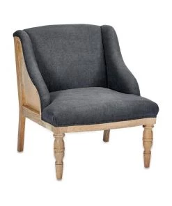 Nkuku Elbu Linen Armchair - Charcoal Living Room