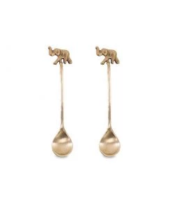 Nkuku Elephant Spoon Gift Set - Antique Brass (Set Of 2)