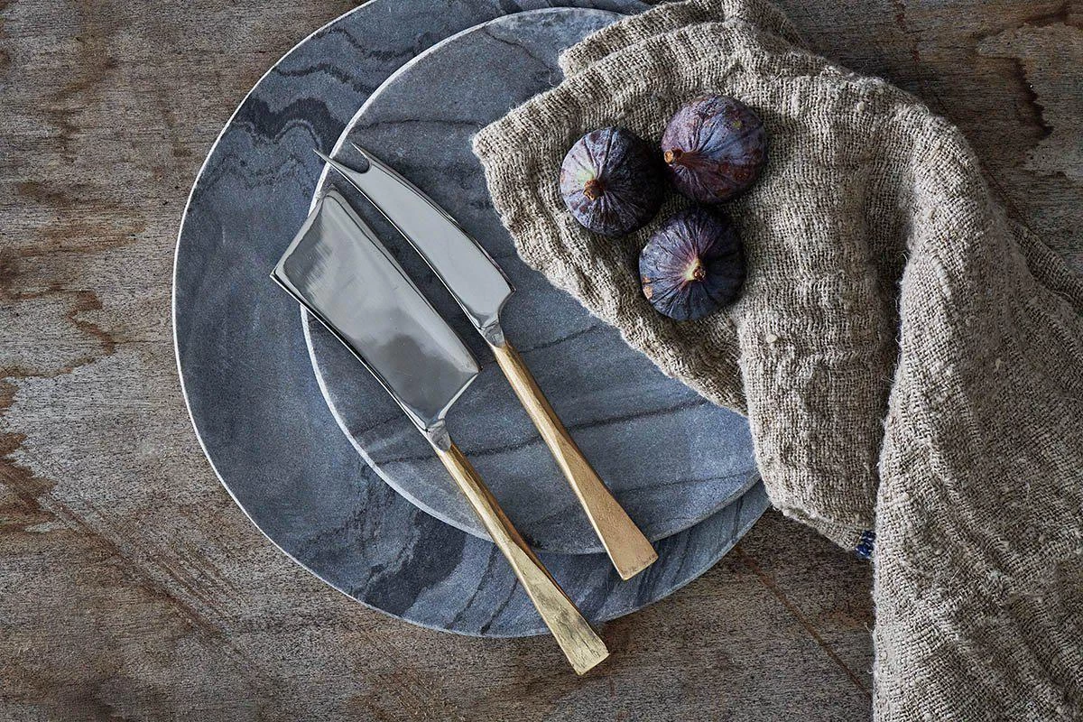 Nkuku Ena Cheese Knife Set - Brushed Gold (Set Of 2) Tableware 4 Nkuku Ena Cheese Knife Set - Brushed Gold (Set Of 2) Tableware