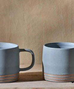 Nkuku Enesta Line Mug - Dusty Blue (Set Of 2) Tableware