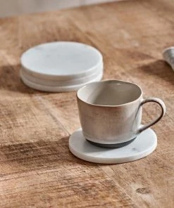 Nkuku Esa Marble Coasters - White (Set Of 4)