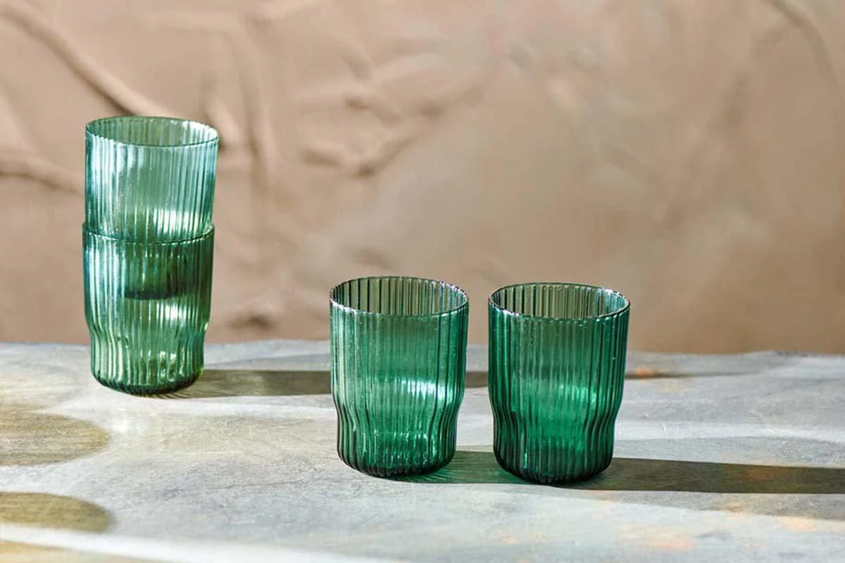 Nkuku Fali Tumbler - Teal (Set Of 4) Tableware 3 Nkuku Fali Tumbler - Teal (Set Of 4) Tableware